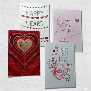 Valentine's Day Cards for Anyone 4 Pack Hallmark Pink Friends Family Kids Heart